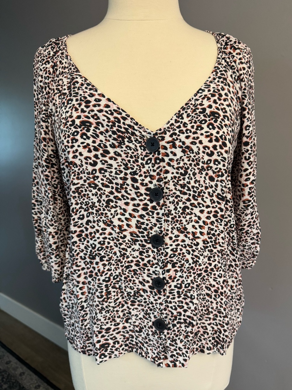Sanctuary Leopard-Print Button Down Top - Pink/Black